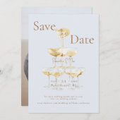 Champagnerturm Icy Blue Foto Save the Date (Vorne/Hinten)