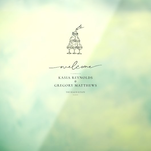 Champagnerturm | Minimalistischer Hochzeitsempfang Fensteraufkleber (Blatt 3)