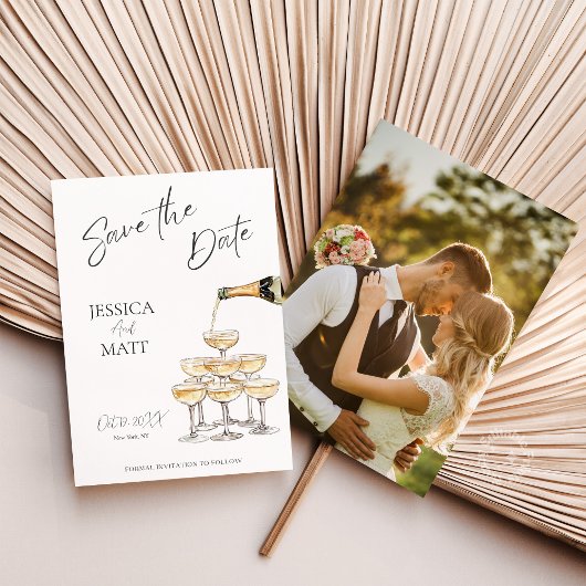 Champagnerturm mit Foto Save The Date