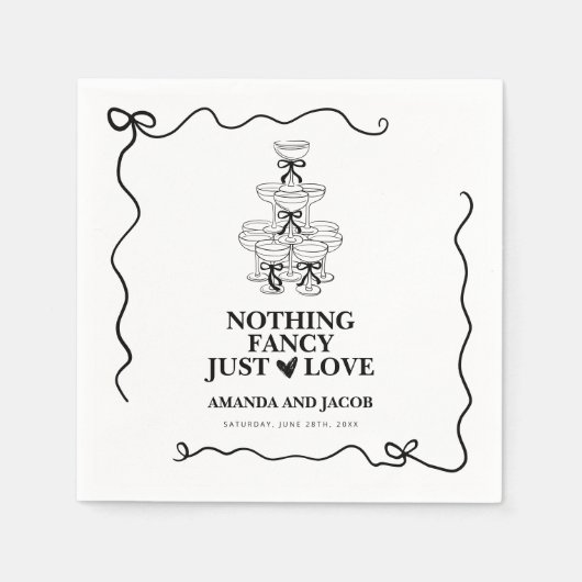 Champagnerturm Nichts Extravagant nur Liebe Hochze Serviette (Vorderseite)