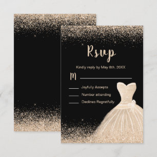 Champagneweißes Kleid mit falschem Glitter Quincea RSVP Karte