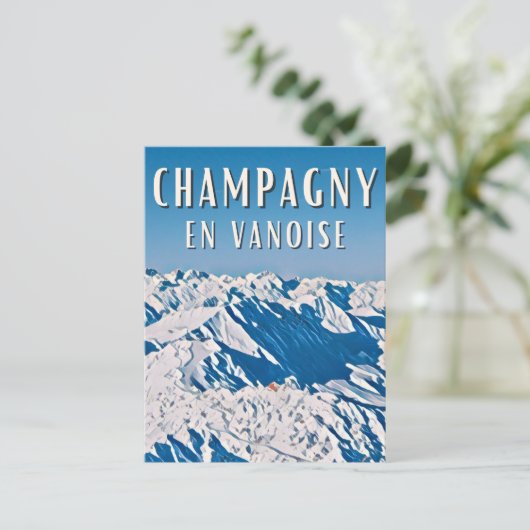 Champagny-en-Vanoise Skistation Postkarte (Stehend Vorderseite)