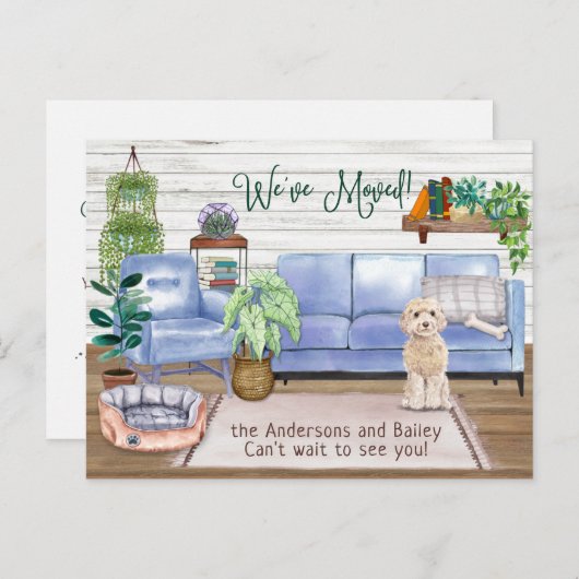 Champaign Cockapoo Gemütlich Neue Zuhause Moving   Ankündigungspostkarte (Vorne/Hinten)