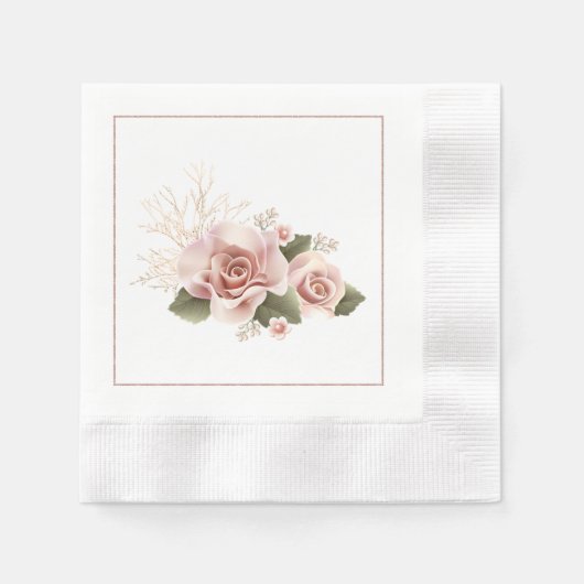 Champaign Floral Cocktail Napkins Serviette (Vorderseite)