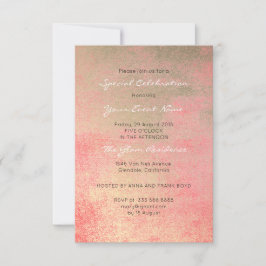 Champaign Gold Coral Sepia White Metallic Minimal Einladung