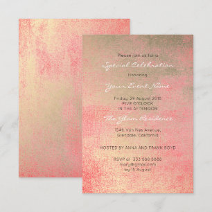 Champaign Gold Coral Sepia White Metallic Minimal Einladung
