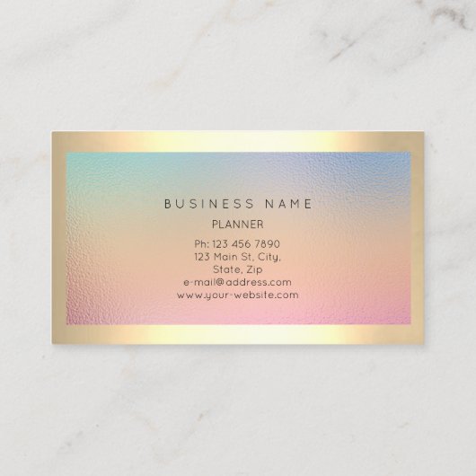 Champaign Gold Frame Metal Ombre Pink Rose Makeup Visitenkarte (Rückseite)