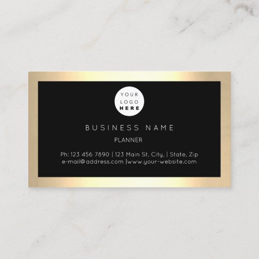 Champaign Gold Frame Metallic Black Luxury VIP Visitenkarte (Rückseite)