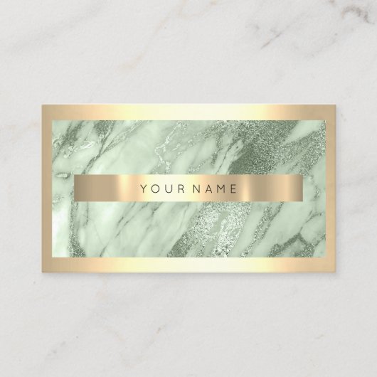Champaign Gold Frame Metallic Funkelnd Mint Marmor Visitenkarte (Vorderseite)