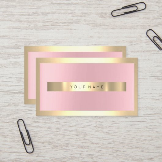Champaign Gold Frame Metallic Funkelnd Pink Blush Visitenkarte (Vorderseite/Rückseite Beispiel)