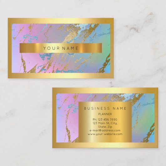 Champaign Gold Frame Metallic Hellrosa Marmor Visitenkarte (Vorne/Hinten)