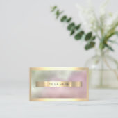 Champaign Gold Frame Metallic Ombre Mint Pink Visitenkarte (Stehend Vorderseite)