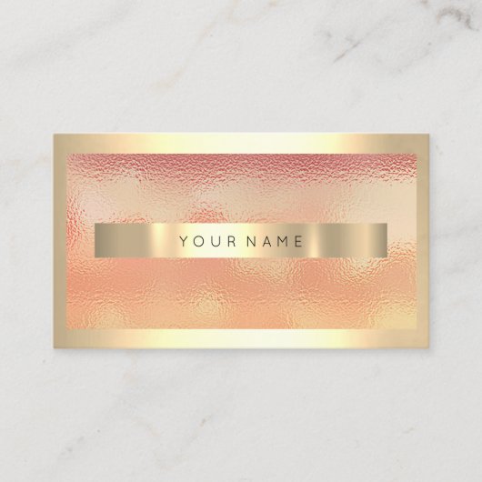 Champaign Gold Frame Metallic Ombre Peach Coral Visitenkarte (Vorderseite)