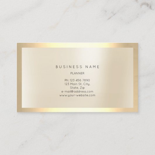 Champaign Gold Glas Frame Metallic Minimal Elfenbe Visitenkarte (Rückseite)