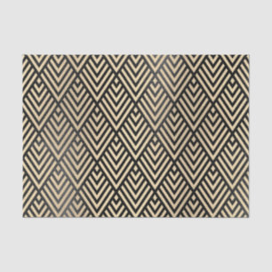 Champaign Gold Metallic Black VIP Zickzack Art Dec Seidenpapier