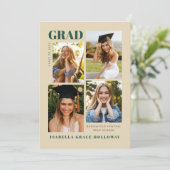 Champaign Grad Announcement With Photos Einladung (Stehend Vorderseite)
