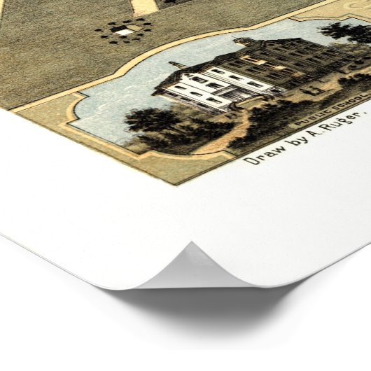 Champaign, IL Panoramic Karte - 1869 Poster (Ecke)