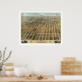 Champaign, IL Panoramic Karte - 1869 Poster (Küche)