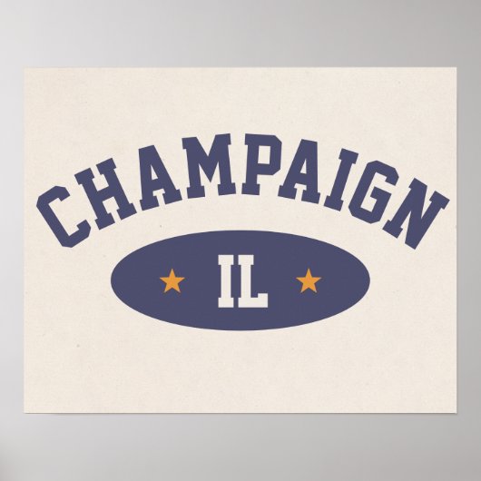 Champaign, Illinois Vintage Athletic-Style Poster (Vorne)