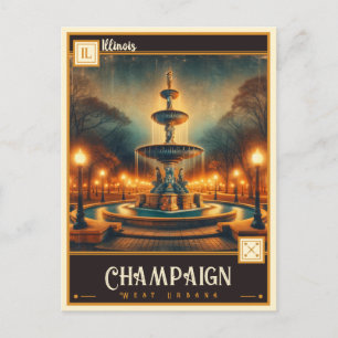 Champaign, Illinois Vintage Postkarte