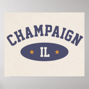 Champaign, Illinois Vintage Sportplakat im Retro-S Poster