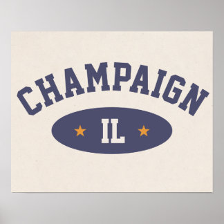 Champaign, Illinois Vintage Sportplakat im Retro-S Poster