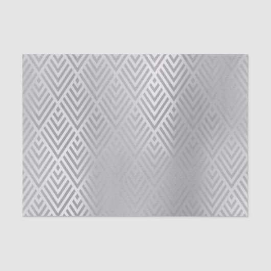 Champaign Silver Gray Metallic Zickzack Art Deco Seidenpapier (Vorderseite)