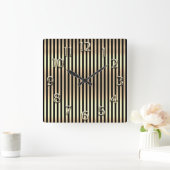 Champaigne Gold Arabische Zahlen Schwarze Streifen Quadratische Wanduhr (Zuhause)