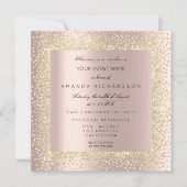 Champaigne Gold Black Confetti Sepia Glitzer Rose Einladung (Vorderseite)