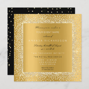 Champaigne Gold Black Confetti Sepia Glitzer VIP Einladung