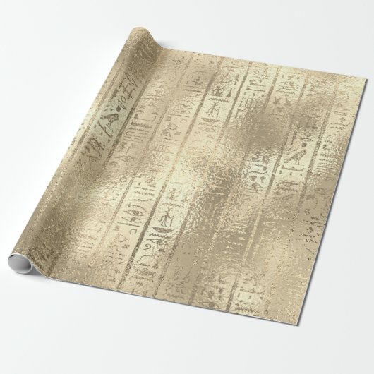 Champaigne Gold Glass Ägyptische Script Hieroglyph Geschenkpapier (Ungerollt)