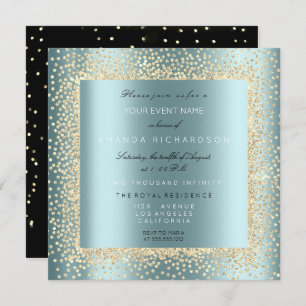 Champaigne Gold Glitzer Black Aqua Blue Confett Einladung