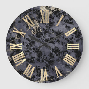 Champaigne Gold Schwarz Floral Vintage Römische Za Große Wanduhr