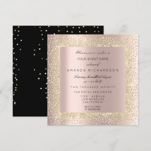 Champaigne Gold Schwarz Konfetti Sepia Glitter Ros Einladung