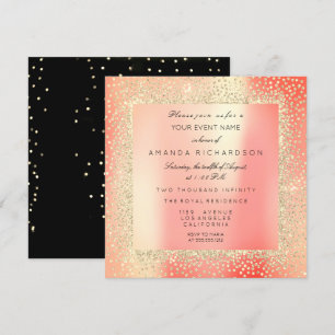 Champaigne Sepia Gold Glitter Konfetti Pink Pfirsi Einladung