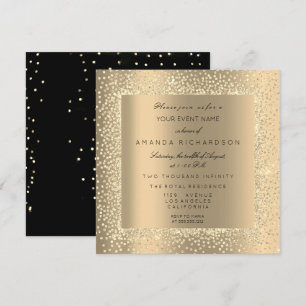 Champaigne Sepia Gold Glitter Schwarz Konfetti VIP Einladung