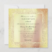 Champaigne Sepia Gold Glitzer Confetti Rose Peach Einladung (Vorderseite)