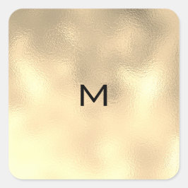 Champaigne Sepia Gold Metal Minimal Monogram UAWG Quadratischer Aufkleber