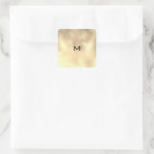 Champaigne Sepia Gold Metal Minimal Monogram UAWG Quadratischer Aufkleber (Tasche)