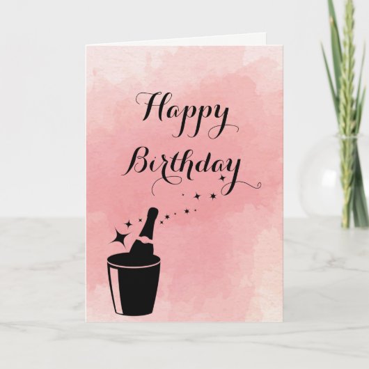 Champange & Rose Birthday Card Karte (Vorderseite)