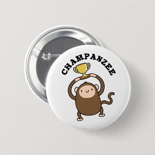Champanzee Funny Champion Chimpanzee Pun Button (Vorne & Hinten)