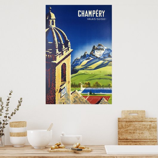 Champéry, Wallis, Suisse, Skiposter Poster (Küche)