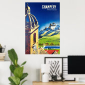 Champéry, Wallis, Suisse, Skiposter Poster (Heimbüro)