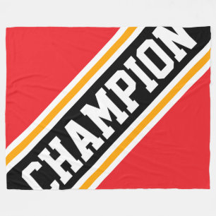 CHAMPION Athletic Bright Red Black Racing Stripes Fleecedecke