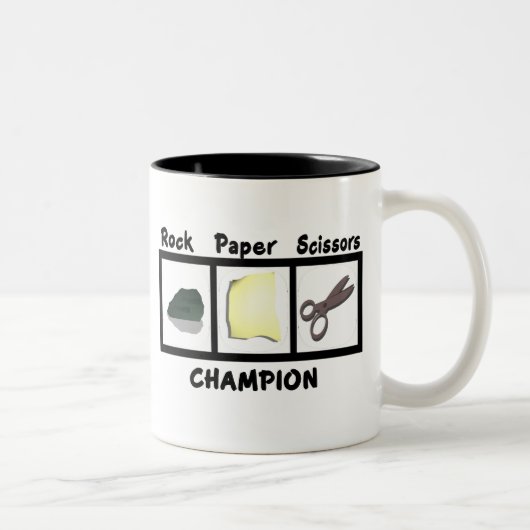Champion der Rock Paper Scissors Zweifarbige Tasse (Rechts)