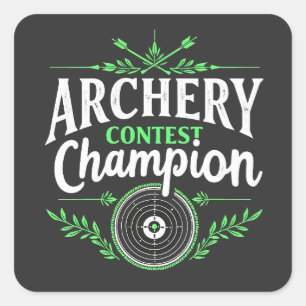 Champion des Bogenwettbewerbs Bow and Arrow Quadratischer Aufkleber