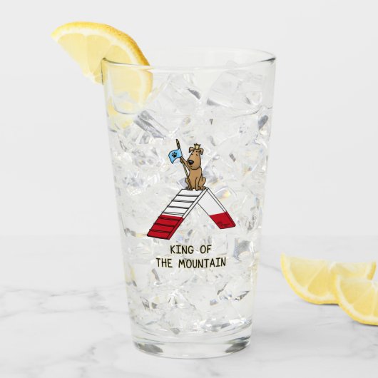 Champion King of the Berg Hund Agility lustig Glas (Vorderseite Ice)