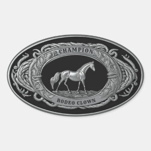 Champion Rodeo Clown Sportveranstaltung Western Gü Ovaler Aufkleber