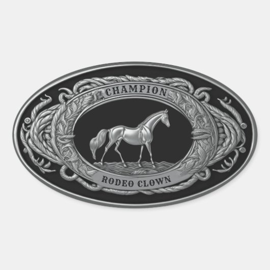 Champion Rodeo Clown Western Buckle Ovaler Aufkleber (Vorderseite)