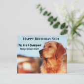 Champion Son Birthday Golden Retreifer Postkarte (Stehend Vorderseite)